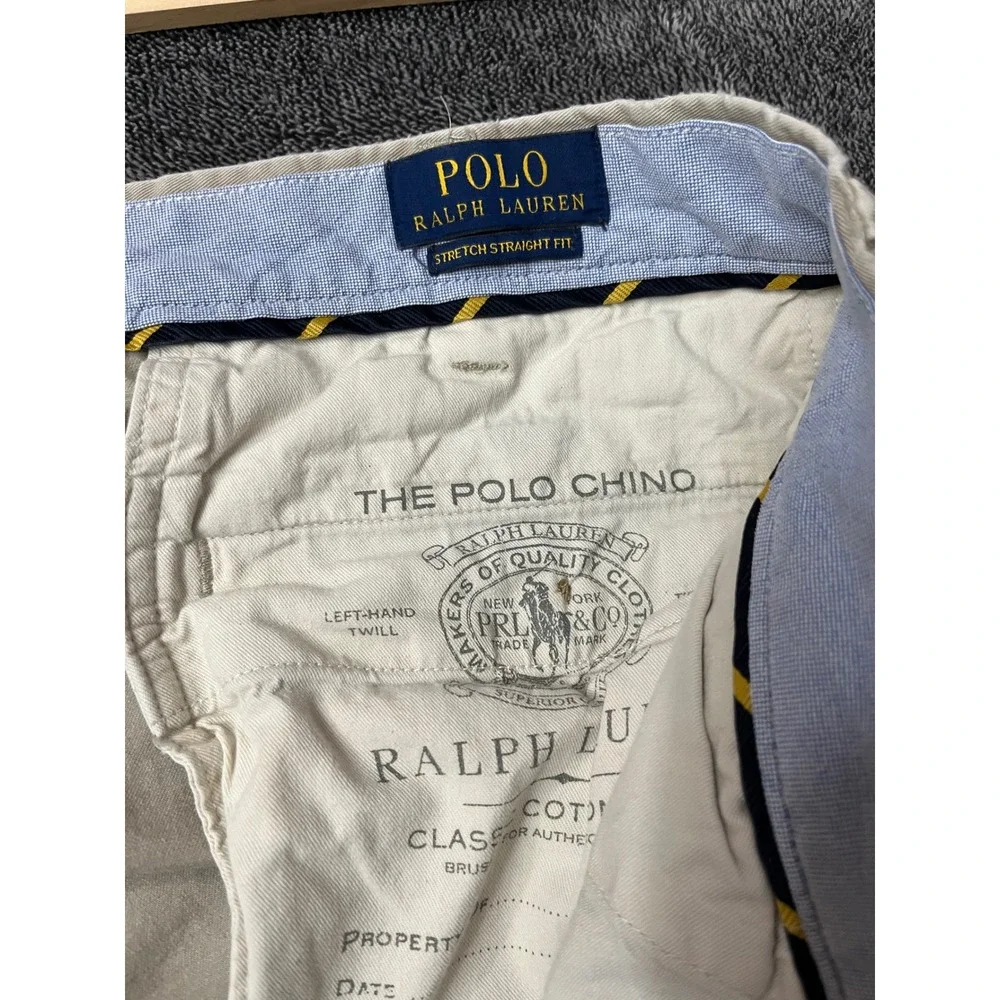 Polo Ralph Lauren Mens 36x30 Stretch Straight Fit Chino Pants Khaki Preppy